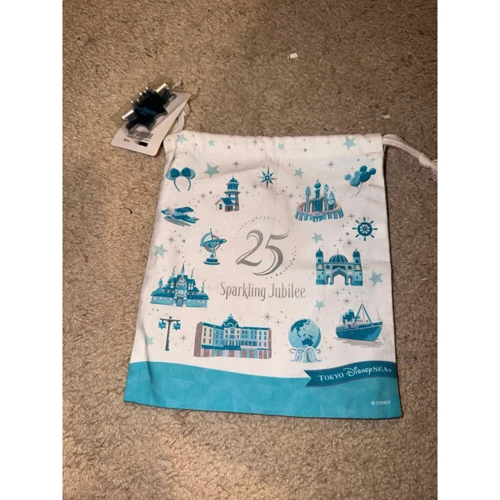 Japan Tokyo Disney Resort Sea 25th Sparkling Jubilee Drawstring w/keychain